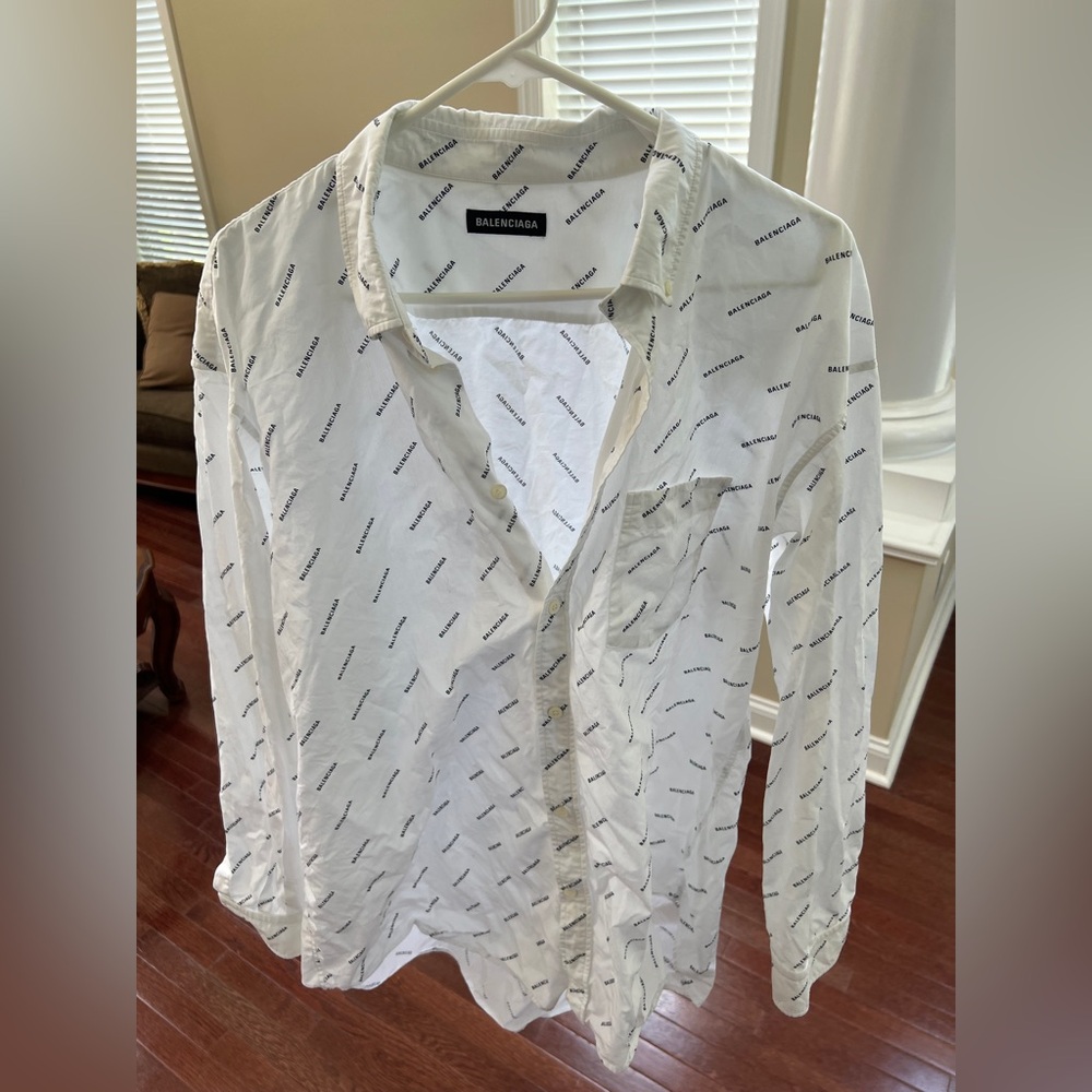 Balenciaga White Patterned Men's Shirt